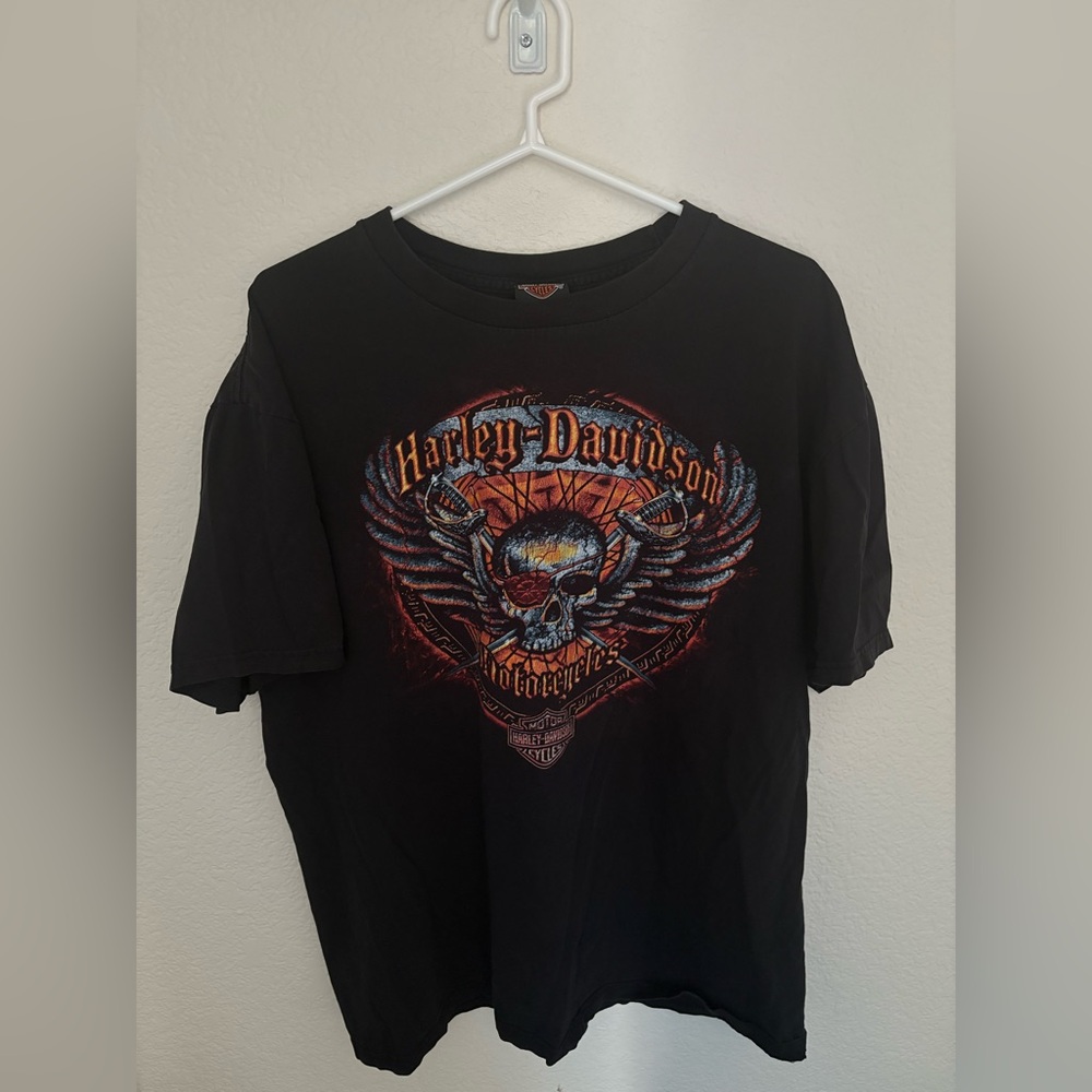 Harley-Davidson Black and Orange Skull Tee
